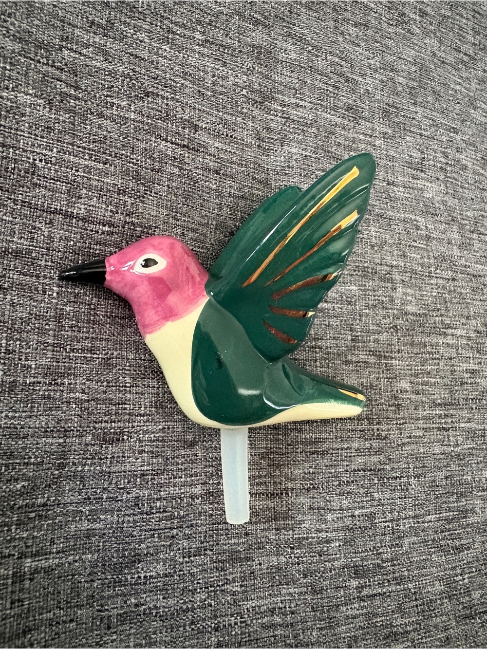 Nora Fleming MiniDecorative Green & Pink Ceramic Hummingbird